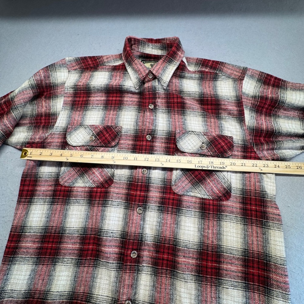 Field & Stream Flannel Shirt Mens M Red Plaid Button Down Heavy Cotton Outdoor - Picture 5 of 10